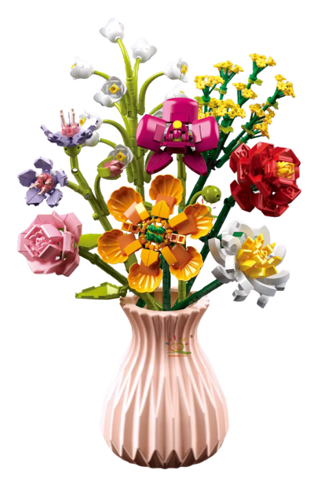 Bouquet floral coloré en briques dans un vase